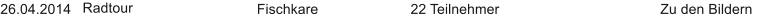 26.04.2014 Radtour Fischkare 22 Teilnehmer Zu den Bildern