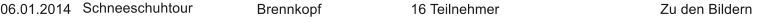 06.01.2014 Schneeschuhtour Brennkopf 16 Teilnehmer Zu den Bildern